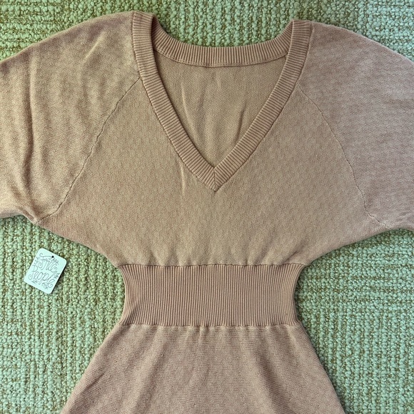 NWT Free People Begin Again Midi Sweater Dress in Peach/Pink/Mink Combo - Small - Picture 5 of 14
